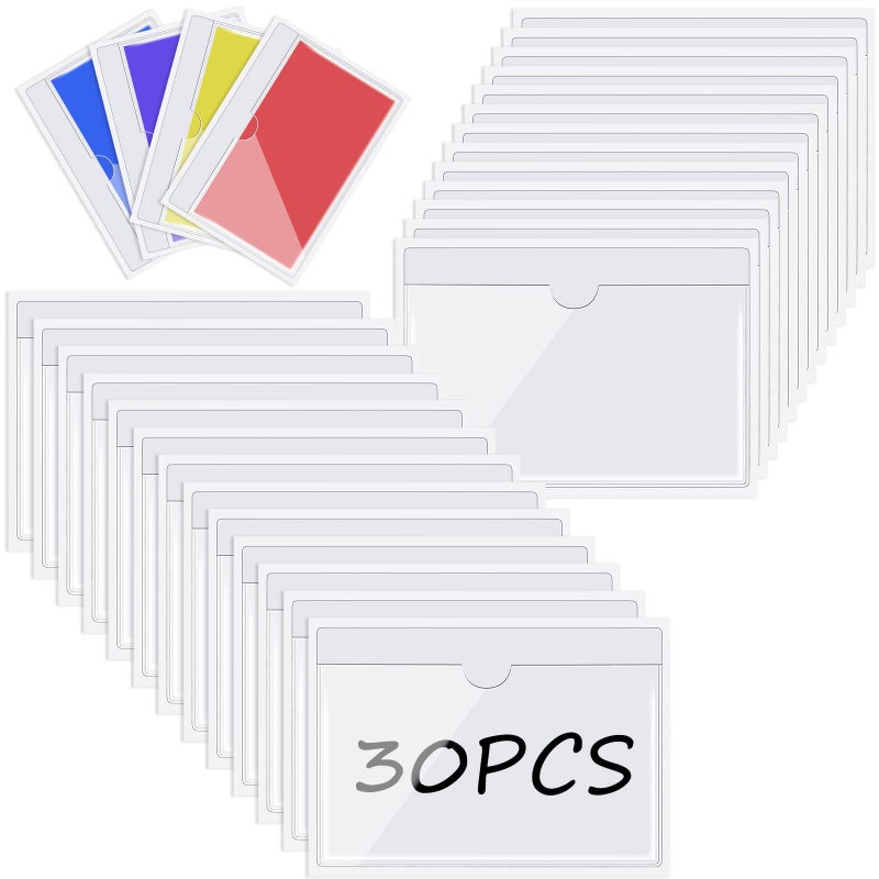 Chinco 30 Pack Self Adhesive Index Card Pockets with Top Open for Loading Ideal Card Holder for Organizing and Protecting Your Index Cards Crystal Clear Plastic(3 x 5 Inches) - Image 2